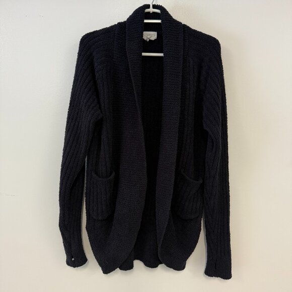 Softies Dark Navy Blue Cocoon Chunky Fleece Knit Cardigan Sweater - Picture 1 of 3